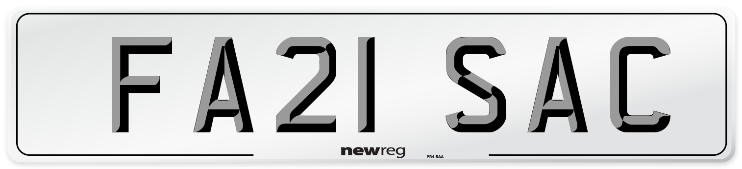 FA21 SAC Number Plate from New Reg